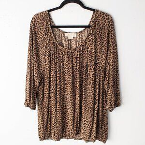 Michael Kors‎ Women's 3XL Leopard Animal Print 3/4 Sleeve Blouse